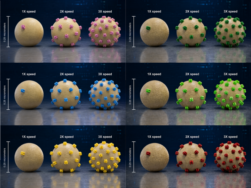 In game raw material harvesters are protocells with channels or transporters in them. Different colors are used to represent different resource affinities.